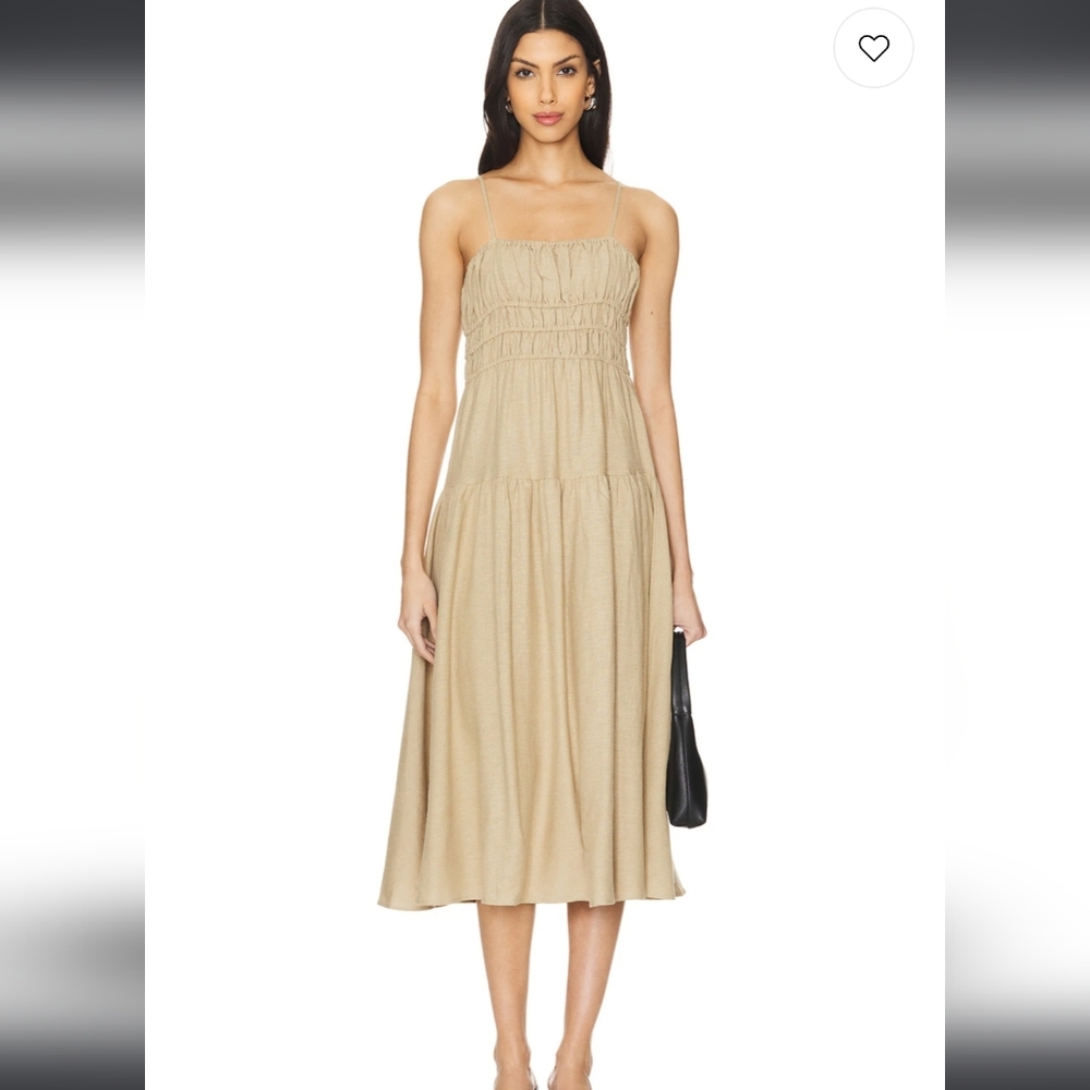 WeWoreWhat‎ NWT Linen Blend Safari Scrunchie Midi Dress Size Medium